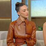 Sophia Culpo’s brown leather mini dress on Tamron Hall Show