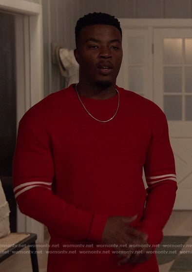 Spencer’s red stripe sleeve sweatshirt on All American