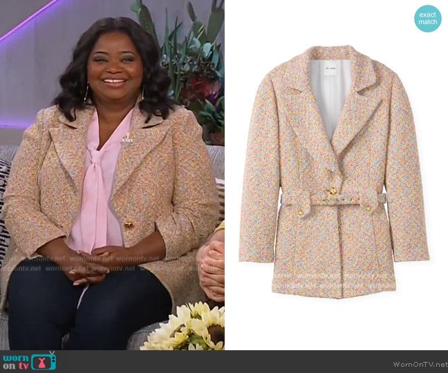 St John Multi Boucle Sparkle Tweed Jacket worn by Octavia Spencer on The Kelly Clarkson Show