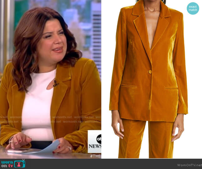 Staud Madden Velvet Blazer worn by Ana Navarro on The View