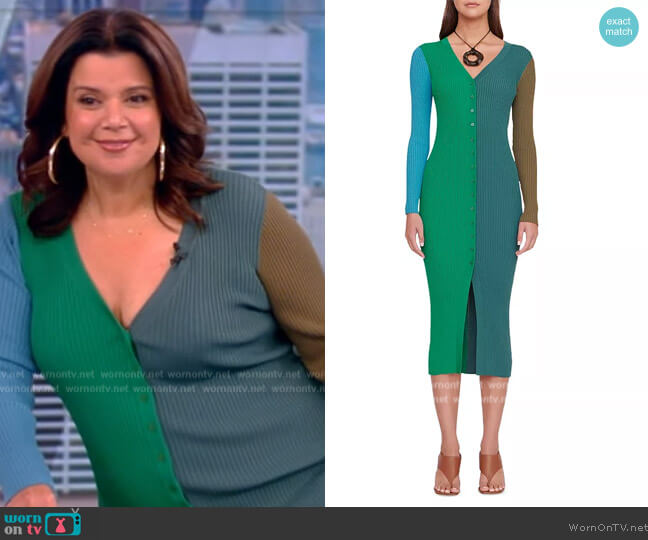 Staud Shoko Colorblock Sweater Dress worn by Ana Navarro on The View