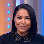 Stephanie’s black embellished collar dress on Good Morning America