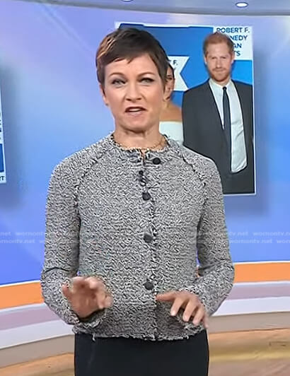 Stephanie’s black tweed jacket on Today