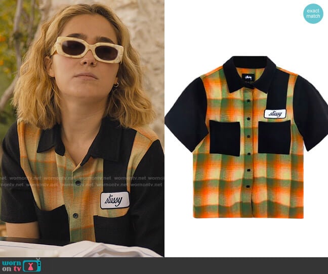 Stussy Plaid Knit Collared Top worn by Portia (Haley Lu Richardson) on The White Lotus