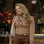 Summer’s beige sweater with scarf tie neck on The Young and the Restless