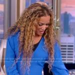 Sunny’s blue bell sleeve flare dress on The View