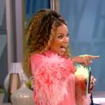 Sunny’s pink feather cuff dress on The View