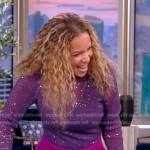 Sunny’s purple metallic top and pants on The View