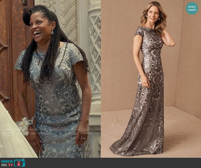 Tadashi Shoji Odette Gown worn by Maxine Wheeler (Judith Scott) on From Scratch