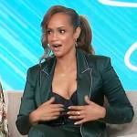 Tammy Townsend’s green satin piping blazer on Sherri