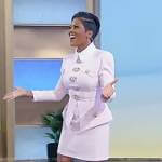 Tamron’s pink embellished button mini dress on Tamron Hall Show