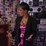Tamron’s pink sequin jumpsuit on Tamron Hall Show