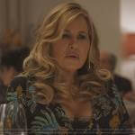 Tanya’s black printed wrap dress on The White Lotus