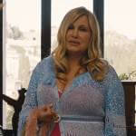Tanya’s blue feather trim cardigan on The White Lotus