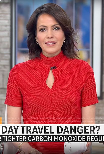 Tanya Rivero’s red keyhole dress on CBS Mornings