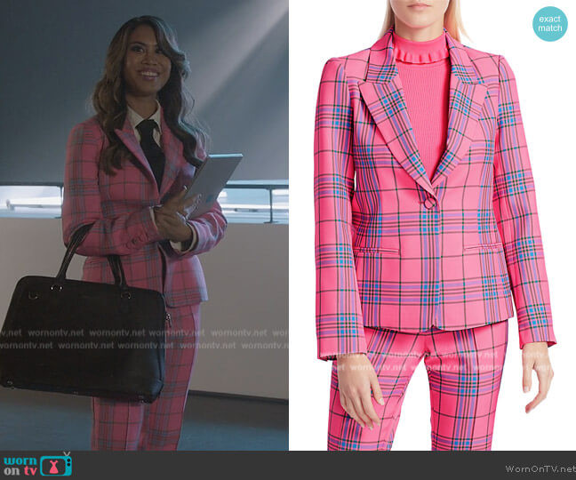 Tanya Taylor Waverly Plaid Blazer worn by (Ashley Argota Torres) on All American