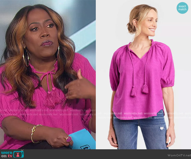 Knox Rose Puff Elbow Sleeve Top worn by Sheryl Underwood on The Talk