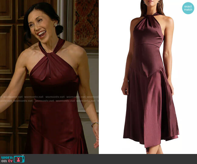 Ted Baker Renon Dress in Deep Purple worn by Li Finnegan (Naomi Matsuda) on The Bold and the Beautiful