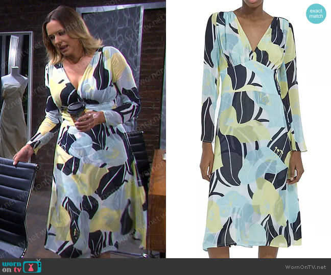 The Kooples Hibiscus Empire Waist Midi Dress worn by Nicole Walker (Arianne Zucker) on Days of our Lives
