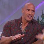 Dwayne Johnson’s blue paisley print shirt on The Kelly Clarkson Show