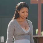 Thea’s gray teddy wrap top on All American Homecoming