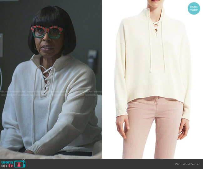 Theory Cashmere Lace-Up Sweater worn by Mama Lu (Pauletta Washington) on Reasonable Doubt