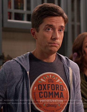 Tom’s Oxford Comma graphic tee on Home Economics