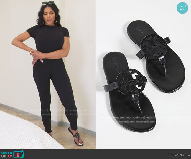 Tory Burch Miller Soft Sandal worn by Mia Thornton on The Real Housewives of Potomac