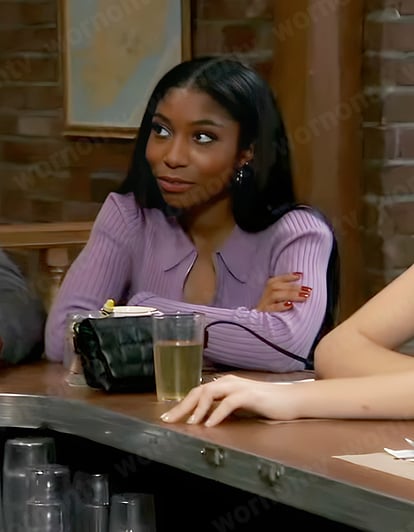 Trina’s purple zip front top on General Hospital