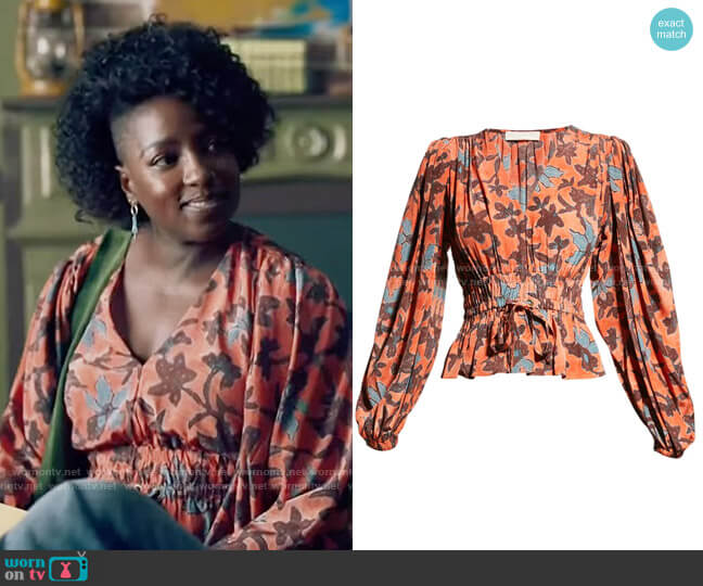 Ulla Johnson Huali Blouse in Amaryllis worn by Nova Bordelon (Rutina Wesley) on Queen Sugar