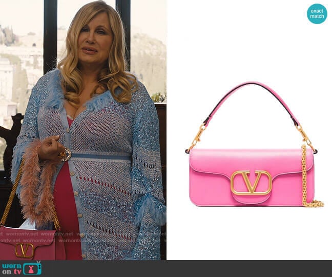 Valentino Garavani V-Logo Clutch Bag worn by Tanya McQuoid (Jennifer Coolidge) on The White Lotus