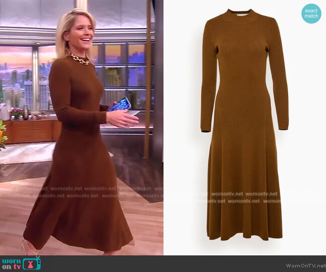 Vanessa Bruno Stella Dress in Kaki worn by Sara Haines on The View
