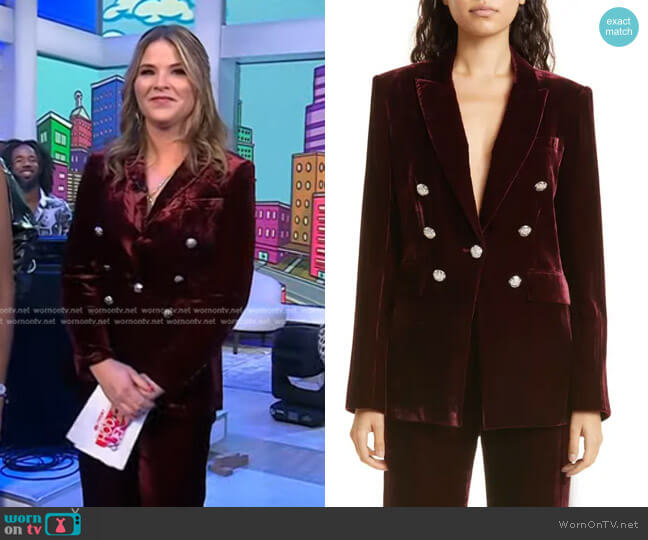 Veronica Beard Gaya Velvet Dickey Jacket worn by Jenna Bush Hager on Today