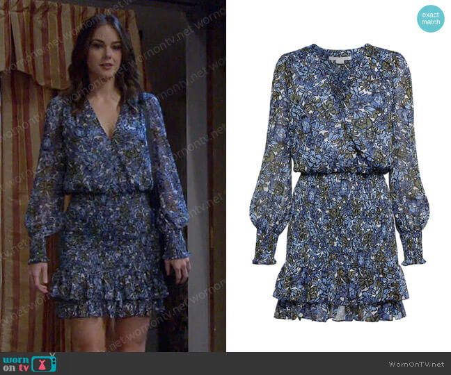 Veronica Beard Saera Floral Shirred Minidress worn by Stephanie Johnson (Abigail Klein) on Days of our Lives