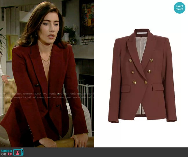Veronica Beard Miller Jacket in Burnt Sienna worn by Steffy Forrester (Jacqueline MacInnes Wood) on The Bold and the Beautiful