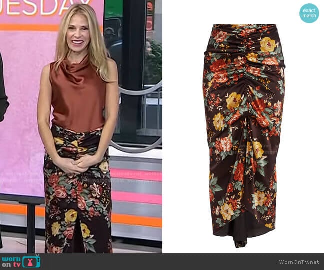 Veronica Beard Pixie Floral Silk Midi Skirt worn by Dr. Marnie B. Nussbaum on Today