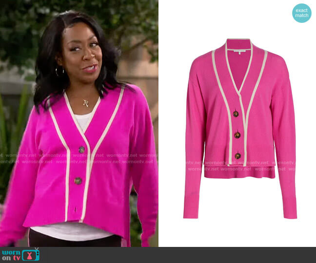 Veronica Beard Trisa Cardigan in Hot Pink worn by Tina Butler (Tichina Arnold) on The Neighborhood