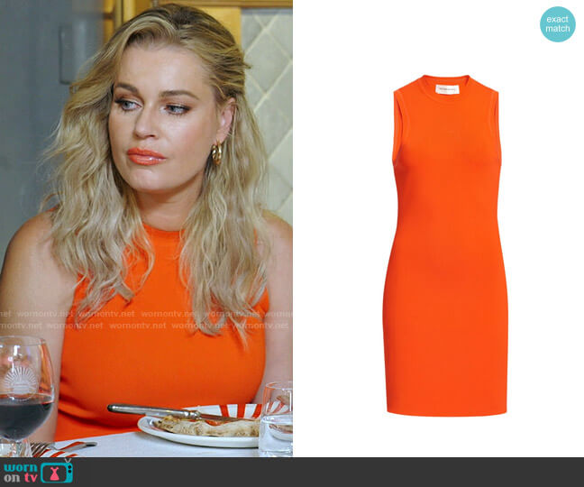 Victoria Beckham VB Body Sleeveless Fitted Minidress in Orange worn by Rebecca Romijn on The Real Love Boat