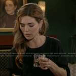 Victoria’s black tie-sleeve top and red pencil skirt on The Young and the Restless