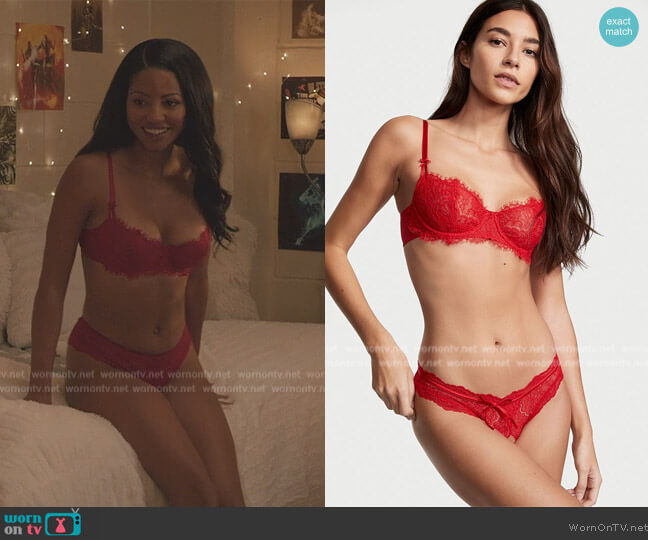 Victoria's Secret Dream Angels Red Lace Bra worn by Thea (Camille Hyde) on All American Homecoming