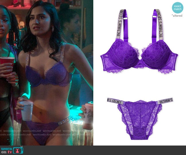 Victorias Secret Very Sexy Shine Strap Lace Push-Up Bra worn by Bela Malhotra (Amrit Kaur) on The Sex Lives of College Girls