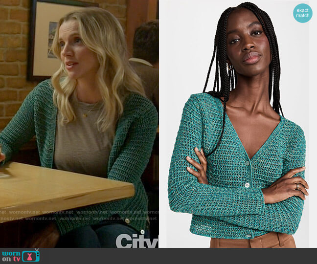 Vince Marled Cardigan in Green Marl worn by Sylvie Brett (Kara Killmer) on Chicago Fire