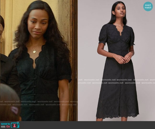 Whistles Carolyn Broderie Dress worn by Amy Wheeler (Zoe Saldana) on From Scratch