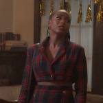 Whitney’s plaid crop jacket and skirt set on The Sex Lives of College Girls