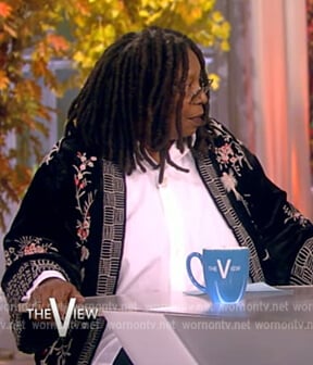 Whoopie’s black embroidered kimono on The View