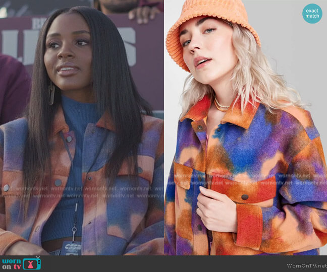 Wild Fable Cozy Shacket worn by (Naomi Baker) on All American Homecoming
