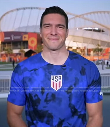 William’s blue tie dye tee on Good Morning America