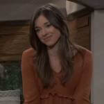Willow’s orange ruffle trim maternity top on General Hospital