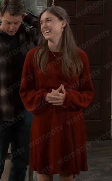 Willow’s red long sleved mini dress on General Hospital