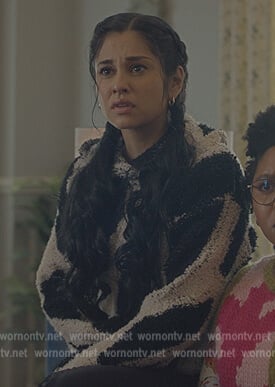 Yolanda’s cow print hoodie on Stargirl
